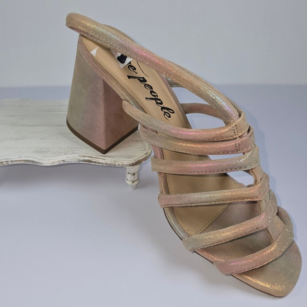 Free People Collette Cinched Rainbow Iridescent Blocked Heels, 8 (US), 38.5 NWOB - Picture 8 of 11
